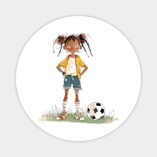 Little Girl Playing Soccer Magnet